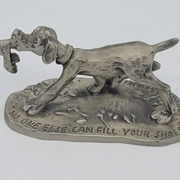 Pewter Dog With Shoe Figurine Little Gallery Hallmark Signed Kraczkowski 1975 - Picture 3 of 9